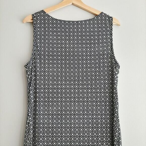 MAX STUDIO Geometric Blue Pattern Stretchy Faux Wrap Mini Dress Sz L - Picture 9 of 15